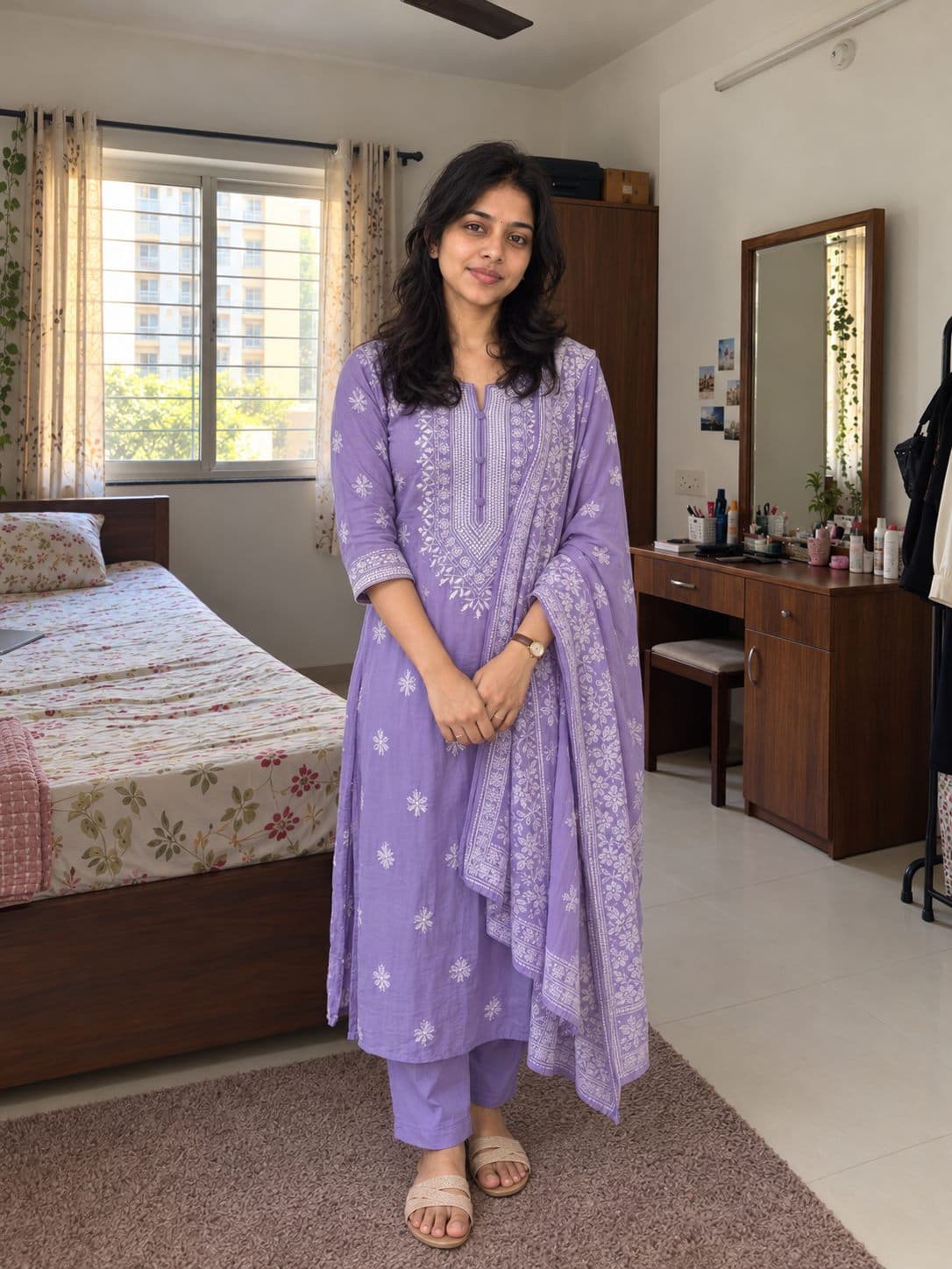 Lavender Chikankari Set
