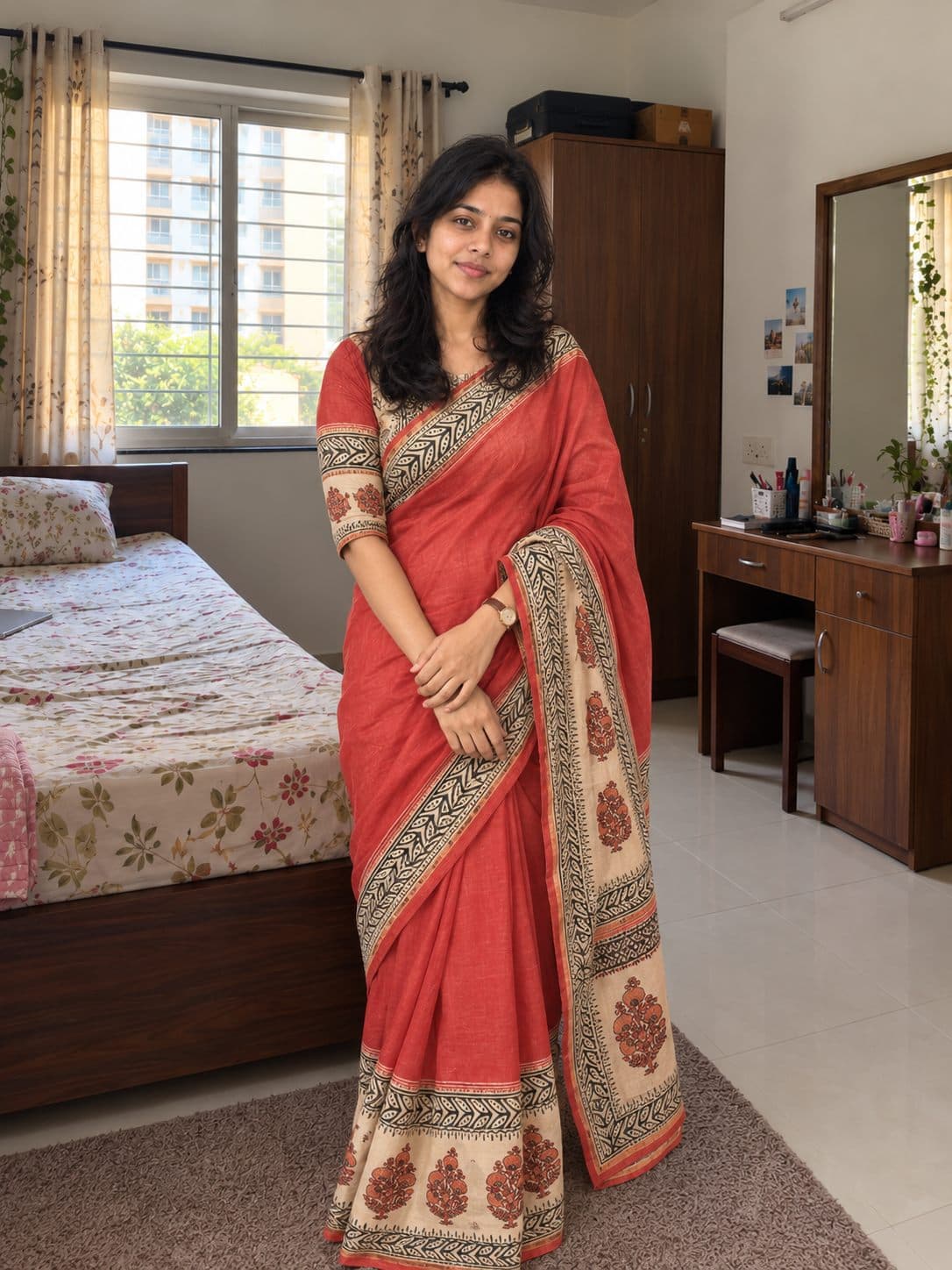 Red Cotton Saree